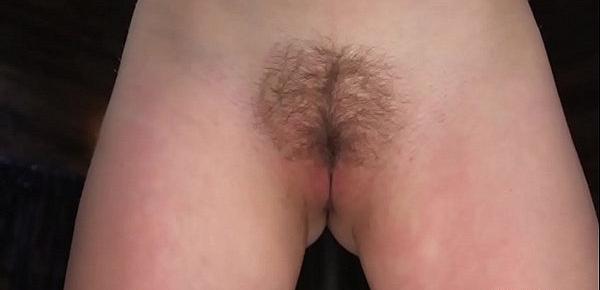  Hairy cunt babe in device fucks machine